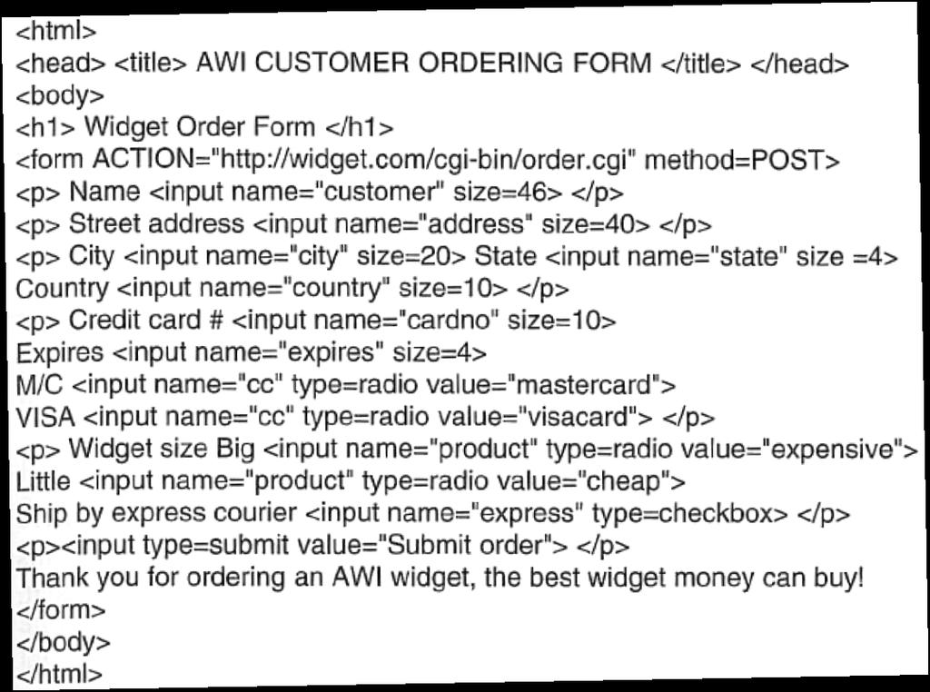 HTML (HyperText Markup Language) Introdução de informação e Formulários Depois de carregar em Submit order é gerada a linha:
