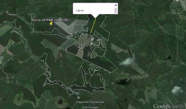 15E (Água Vermelha) Localizada no município de Mucuri/BA, com uma área total de fragmento nativo de 449,55 hectares, conforme marcação na Figura 12.