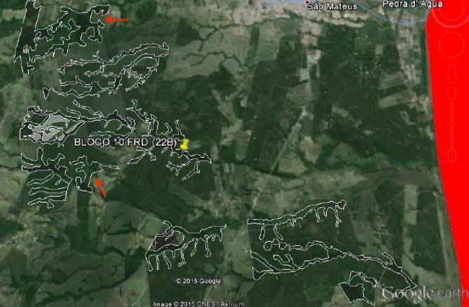 22B (Bloco 10) Localizada no município de São Mateus/ES, com uma área total de fragmento nativo de 3.450,41 hectares, conforme marcação na Figura 13.