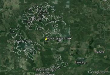 13G/13H (Bloco 34) Localizada no município de Nova Viçosa/BA, com uma área total de fragmento nativo de 2.569,47hectares, conforme marcação na Figura 15.