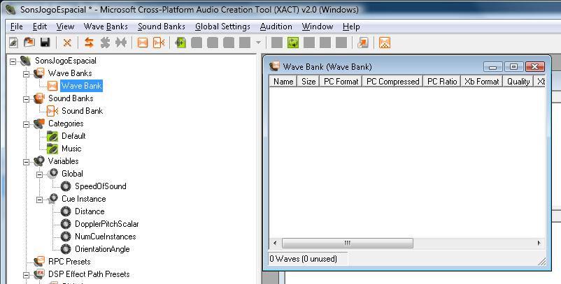 Passo 3: Selecione o item Wave Bank no menu esquerdo do seu projeto de sons, localizado logo abaixo do item Wave Banks.
