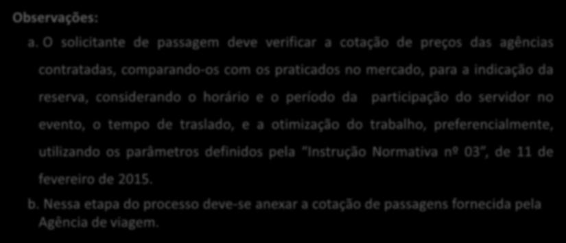 ETAPA DE RESERVA DE PASSAGEM Reserva de Passagem via Agência de Turismo Observações: a.