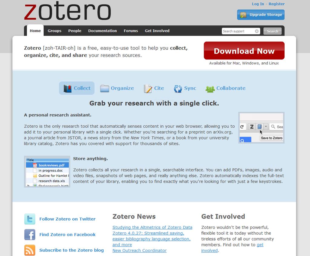 Está disponível a partir do endereço www.zotero.org.