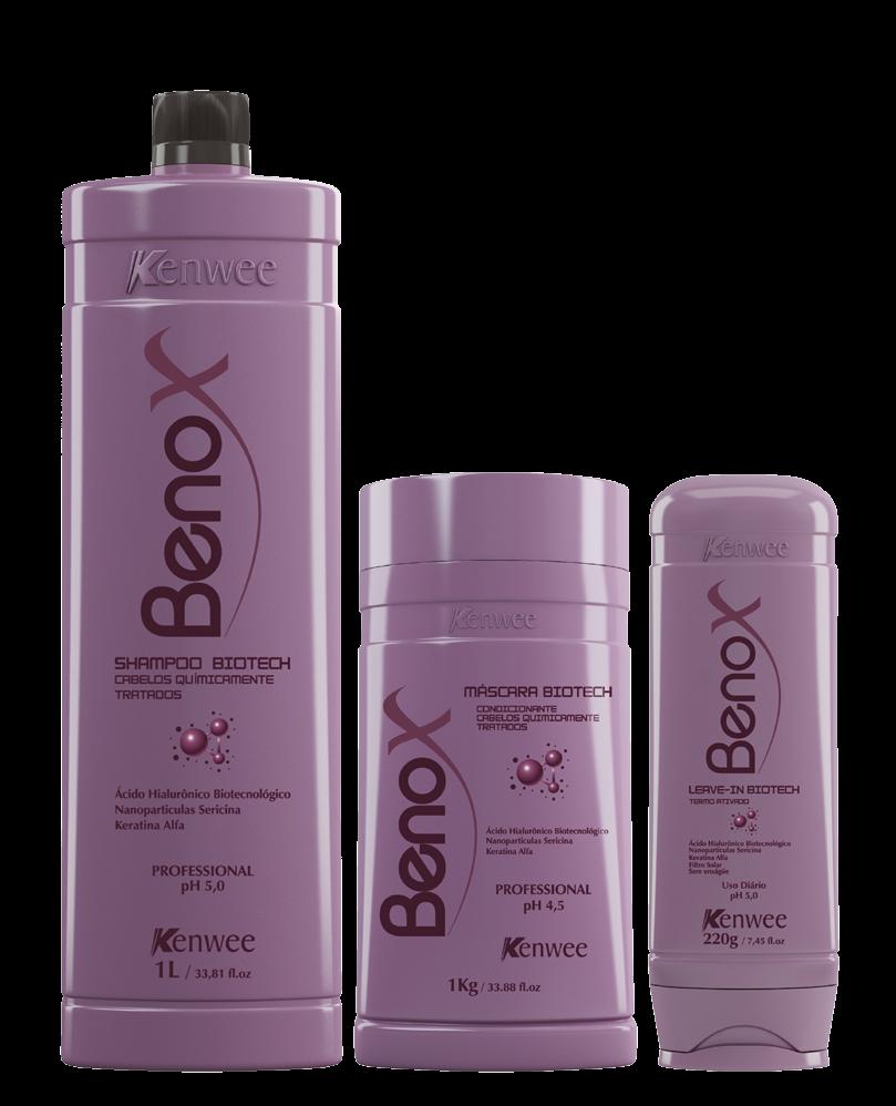 BENOX - BIOTECH Reposição da massa capilar Além dos cuidados diários com o cabelo, é necessário tratar intensivamente os danos causados pelos processos químicos, coloração, alisamento, poluição,