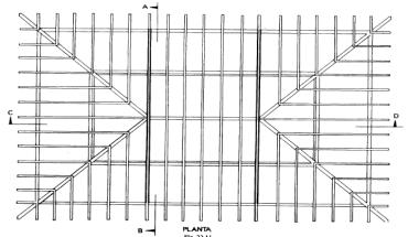 Dimensionamento da peças comerciais Vigas (terças e cumeeira): 6 x 12cm ou 6 x 15cm, comprimento 2,5; 3,0; 3,5;