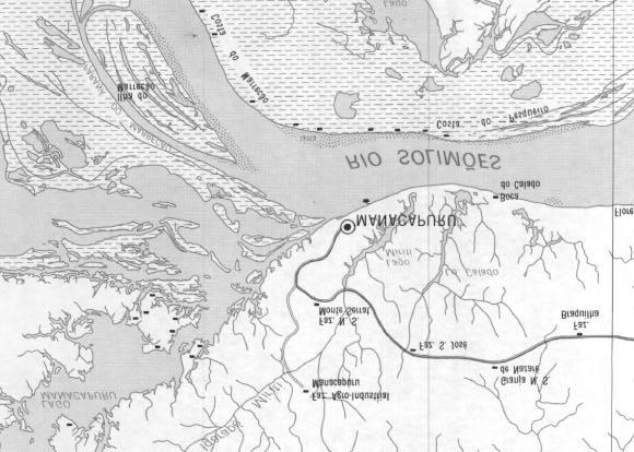 Medição de vazão Amostragem d água e de sedimentos D.11. Rio Solimões em Manacapuru (Amazonas) : 08/10/96 Código DNAEE 14 100 000 Margem esquerda Lat.