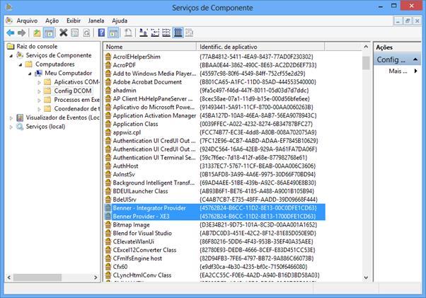 Componente" executando o dcomcnfg.