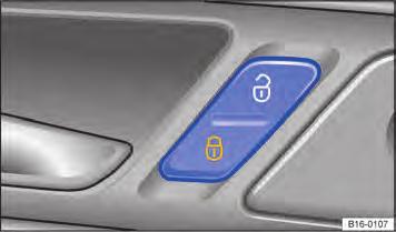 Destravar ou travar o veículo por dentro Se o veículo tiver sido travado com o botão do travamento central, será válido o seguinte: Fig.