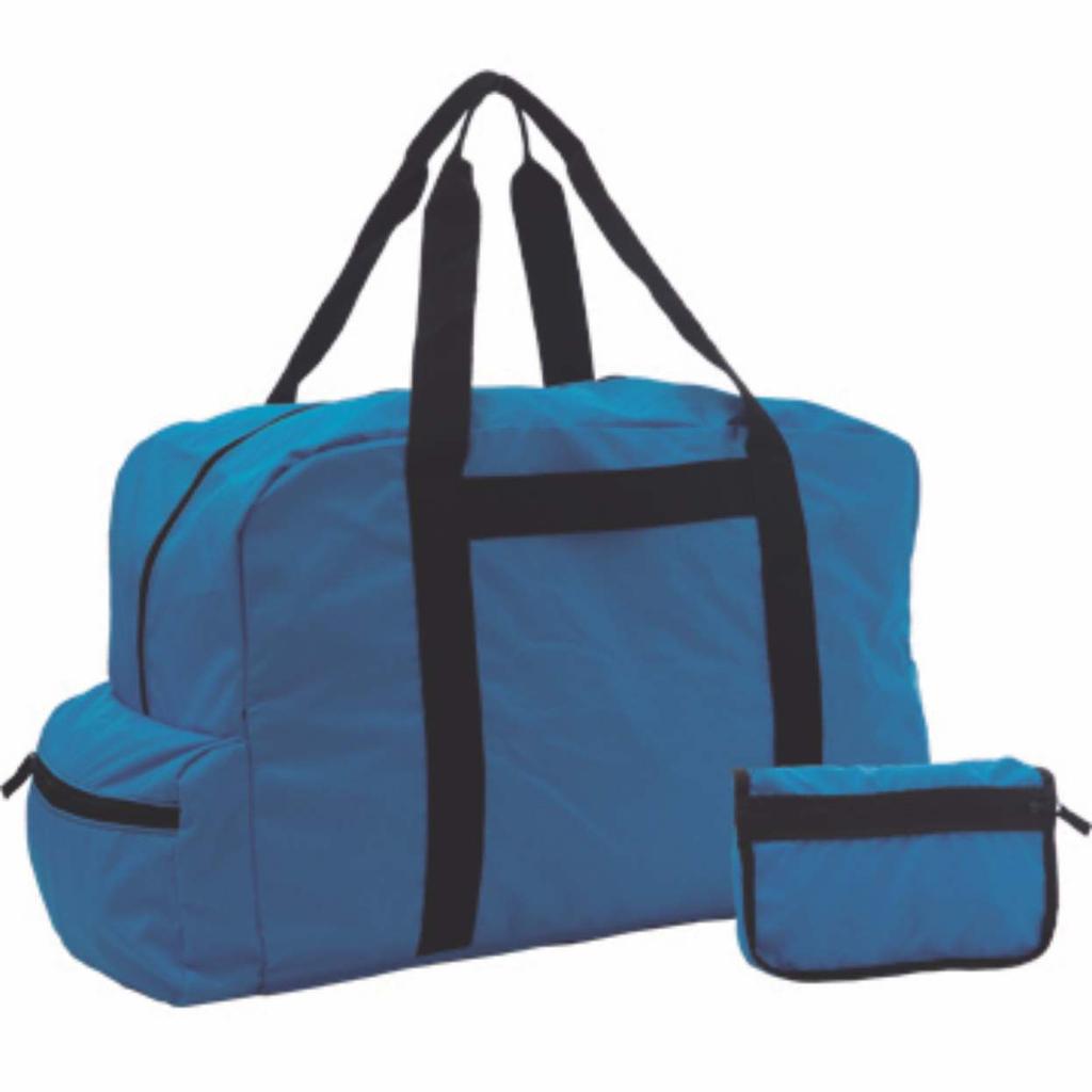 Bolsa de Viagem c/ Porta Tênis M60497-M Em Poliéster com bolso lateral e porta tênis, alça tira colo e de mão, na cor branca com detalhes