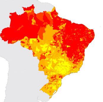 Proporção de domicílios em extrema pobreza nos municípios brasileiros Brasil 2010