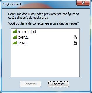 Se estiver utilizando um cabo de rede, o AnyConnect o identificará como rede local e você já deverá estar conectado a internet em sua rede residência.