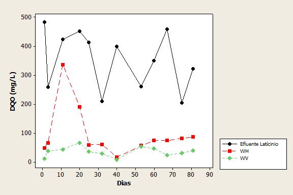 P á g i n a 52 O sistema de fluxo horizontal apresentou variabilidade maior que a do efluente com coeficiente de variação igual a 1,23 e média igual a 70±86 mg.l -1.