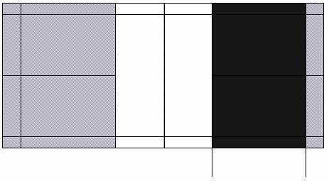Cor cinza: área de jogo. Cor Preta: área de saque. 1.1.7.2 A categoria W3 de Duplas: Semelhante a quadra de duplas de Badminton Convencional, conforme exemplo abaixo: Cor cinza: área de jogo.