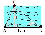 Voltndo o problem, m = / no triângulo BMH Logo o perímetro pedido é: / + / + = 8cm Dois pontos A e B estão situdos n mrgem de um rio e distntes 0 metros um do outro Um ponto C, n outr mrgem do rio,