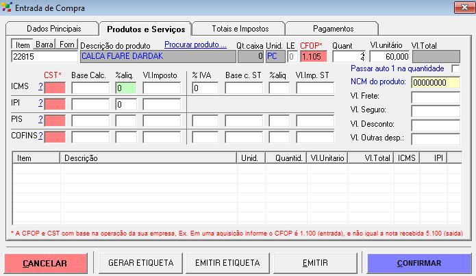 valor unitário. Se você adquiriu o item em caixa e vende o mesmo por UNIDADE ou PEÇA coloque no campo QT.