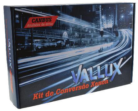 12. produtos das marcas Vallux, Autoflux e MVS ILUMINAÇÃO XENON KITS COMPLETOS KIT CONVERSÃO XENON CANBUS COR: 5000K / 6000K EQUIVALÊNCIA: H1 / H3 / H4L / H4 / H7 / H7R / H8 / H9 / H10 / H11 / HB3