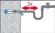 Lavar 2 vezes, inserindo uma mangueira de água (linha de água com pressão) na parte de trás do orifício até que a água retorne clara.