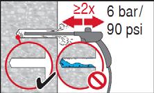 A escova deve produzir resistência natural à medida que entra na furação (Ø escova broca Ø) - caso isso não ocorra, a mesma deverá ser substituída por uma outra escova de diâmetro adequado Sopre