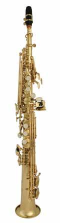 SAX SOPRANO SIB LAQUEADO C/CASE ABS Saxofone Soprano reto (Bb) com acabamento laqueado, molas e