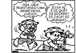 Observando o diálogo entre as personagens do quadrinho de Maurício de Sousa, percebemos que tanto Chico quanto o amigo apresentam em suas falas uma variação linguística, ou seja, as falas das