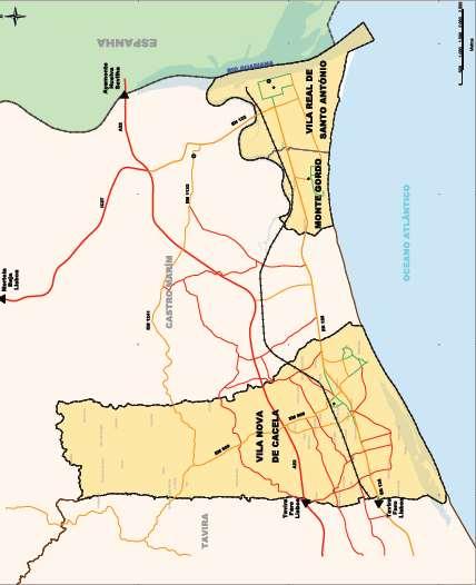 Enquadramento territorial e populacional do Concelho de Vila Real de Santo António O Concelho de Vila Real de Santo António localiza-se no extremo este do Algarve, junto à foz do Rio Guadiana.