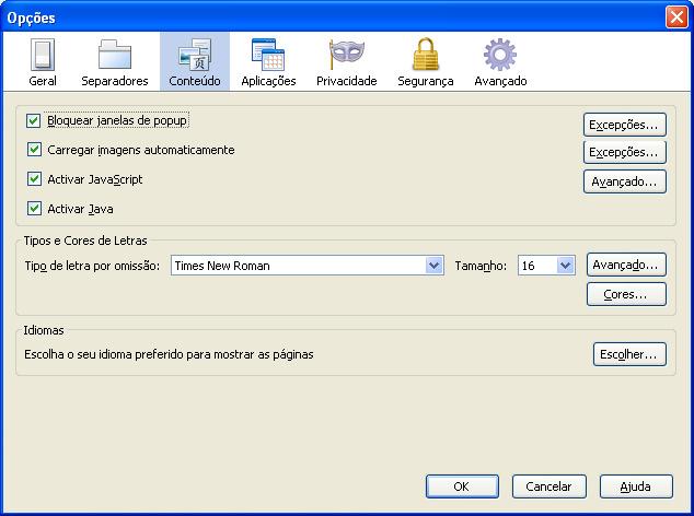 3. Active a opção Bloquear Janelas de pop-up ou Block Pop-up e clique no botão Excepções ou Exceptions ; (fig.5) Fig.