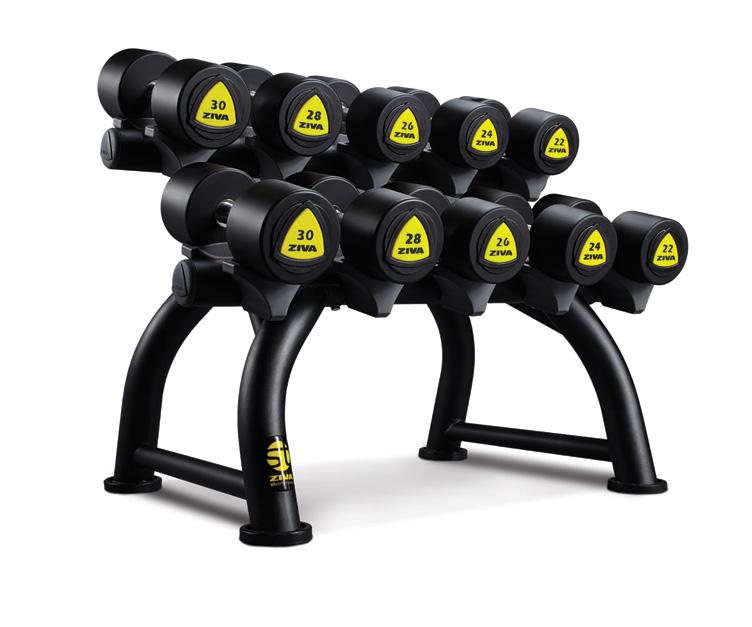 RACK P/ DUMBBELL (5 pares) Tubos em aço arredondado Suporte para os dumbbells