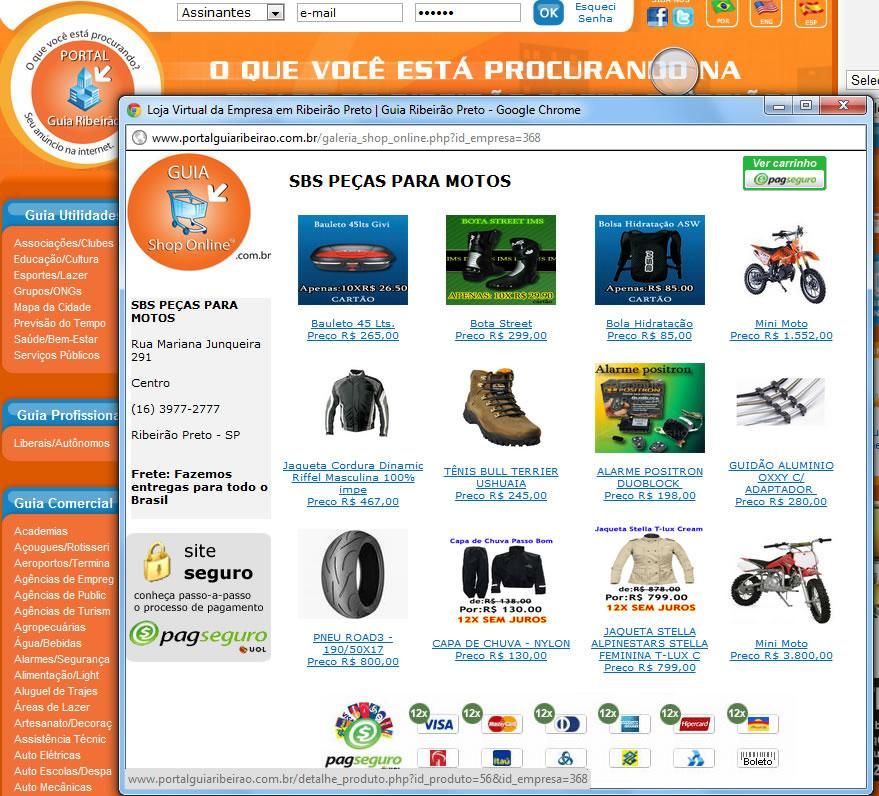 Guia Shop Online Loja Virtual de Compra e Venda Ferramenta na qual os visitantes de