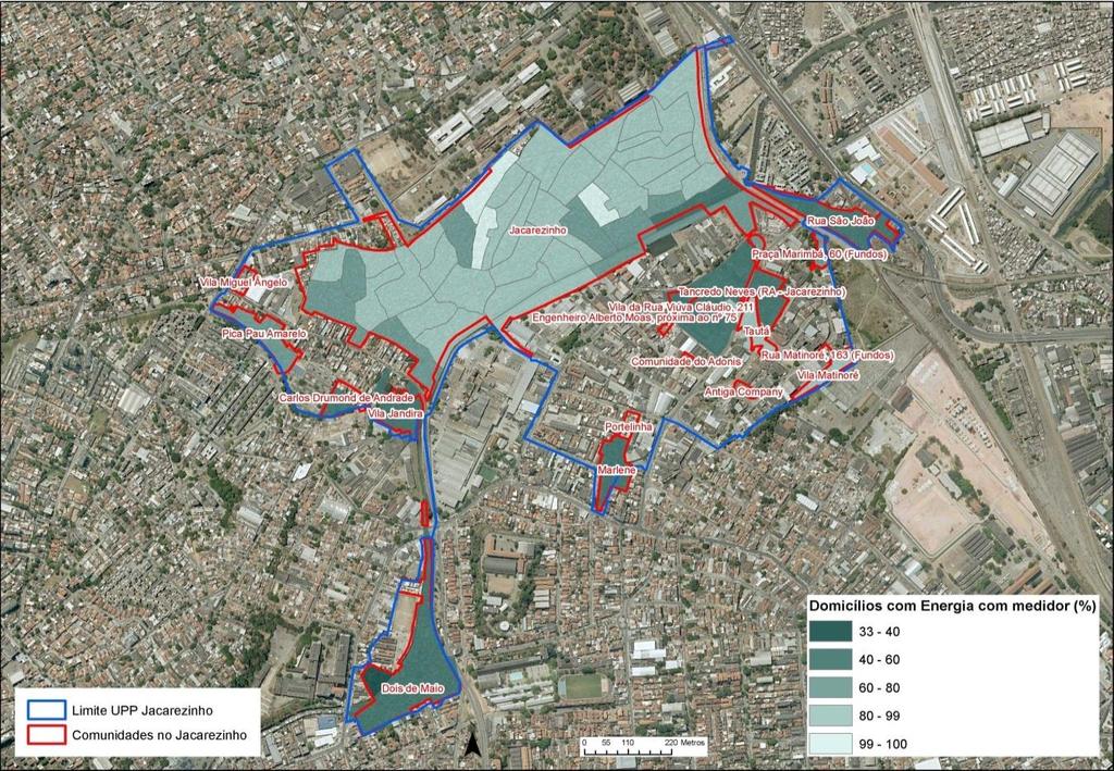 possuem fornecimento de energia classificado como adequado nas comunidades localizadas na UPP Jacarezinho é bastante inferior à média apresentada pela R.A.