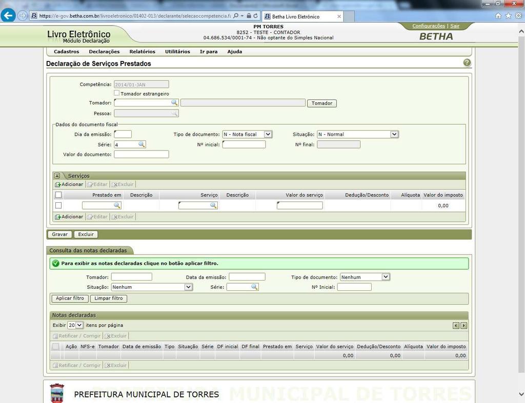 Informe então o CPF/CNPJ do tomador. Caso ele já estiver cadastrado na base de dados da Prefeitura, e com o CPF/CNPJ correto, aparecerá o nome dele do campo à direita do documento digitado.