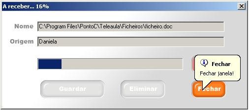 Figura 5-12 - Eliminar um ficheiro recebido Durante a transferência pode fechar a janela sem que a recepção do ficheiro seja afectada. Para isso clique no botão Fechar.