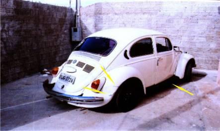 15h00min O veículo objeto de exame encontrado e examinado no quintal do prédio residencial nesta cidade tratava-se de um automóvel de marca VW, modelo Fusca, de cor branca.
