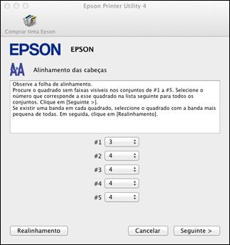 5. Verifique o padrão impresso e siga as instruções na tela para escolher o número que representa o melhor padrão impresso para cada conjunto.