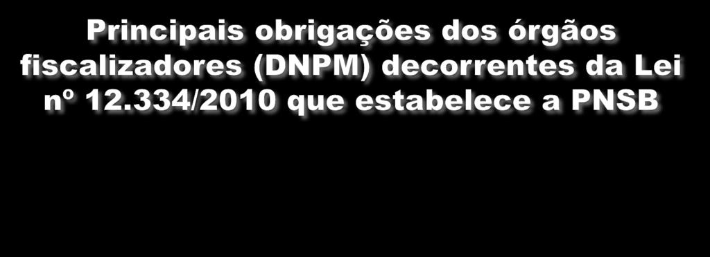 Exigir do minerador o cadastramento(através do RAL/ https:ralweb.dnpm.gov.br) e a atualização das informações relativas à barragem no SNISB.