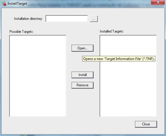 Após clicar em InstallTarget a tela abaixo irá aparecer.