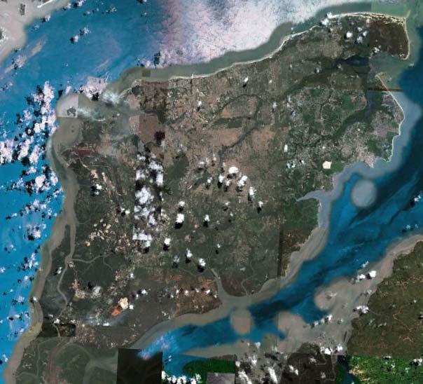 Figura 4.2-1: Imagem da ilha do Maranhão. Os fatores ambientais têm presença notável na área-objeto do presente estudo.