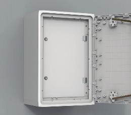 Montagem na parede Gama em poliéster Acessórios Porta interior, UID Acabamento: RAL 7035. Protecção: IP 20. Para controlodores, equipamento de medição, sinalizadores,etc.