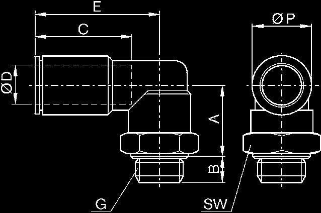 Técnic de conexões pneumátics Uniões com conexão de encixe união ngulr rosc extern M5-3/8 de encixe Ø 4 - Ø 12 QR2-C-RVT 5 Mteriis: Vedção Arruel dentd Anel de frouxmento Rosc Borrch fluord 00119553