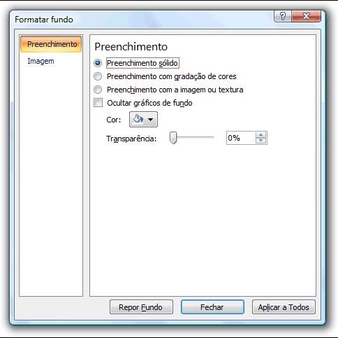 No diapositivo de Modelo Global, o utilizador define o tipo de letra, o tamanho, o estilo, o alinhamento, o preenchimento do fundo das caixas de texto, o fundo do diapositivo, quer das caixas de