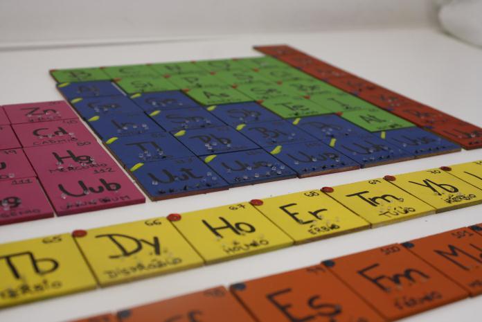 Figura 3 Elementos químicos escritos em braile RESULTADOS E DISCUSSÕES A tabela periódica ainda está em processo de testes.