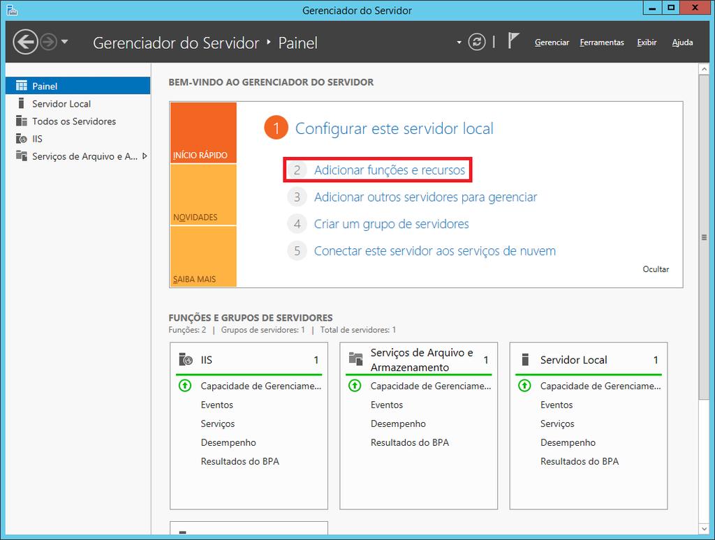 4.1 Pré-requisitos do MS Windows Server 2012 Antes de tudo, certifique-se que está usando um usuário administrador para executar todos os passos.