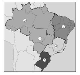 ROTEIRO Analise o mapa abaixo e responda. 1) Identifique as regiões no mapa do Brasil pelo o número. 1. 2.