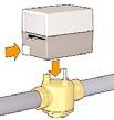 - s válvulas desviadoras devem ser instaladas respeitando o sentido do fluxo indicado pelos seguintes esquemas.