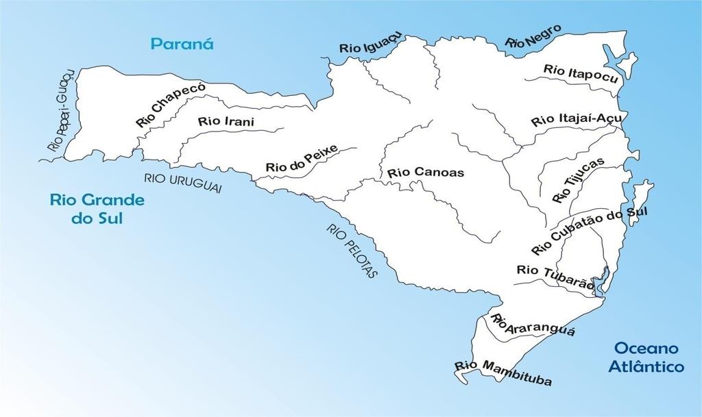 Hidrografia Formado por duas Vertentes Vertente do Interior Bacia do Uruguai Bacia do Iguaçu Bacia do Itapocú Alimentação Pluvial;