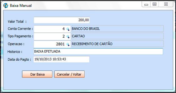 Baixados com Sucesso: Nesta tela irá aparecer todas as contas que foram baixadas, pois o sistema encontrou referências do