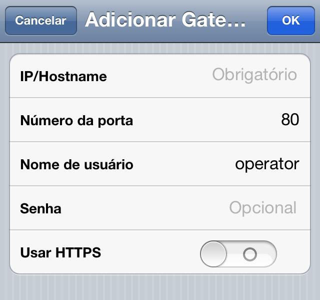 1. Toque em Gateways. Como atualmente não há Gateways, você é automaticamente levado para a tela Adicionar Gateway.