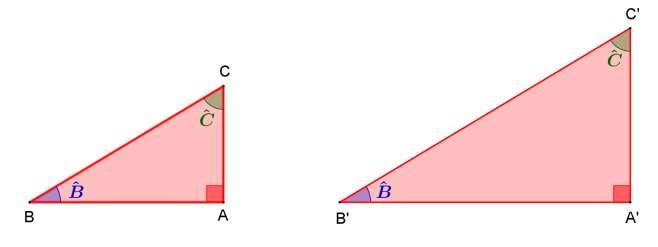 PROF. RENATO MADEIRA. TRIGONOMETRIA NO TRIÂNGULO RETÂNGULO Considere os dois triângulos retângulos ABC e A'B'C', então podemos escrever: AB AC BC.