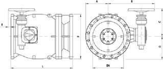 Versão com Atuador Elétrico PN 25 DN PFA A B C D E F L Massa mm bar mm mm mm mm mm mm mm kg 100 25 135 315 179 135 85 270 300 59 150 25 160 356 193 160 58 320 350 89 200 25 185 384 193 185 49 370 400