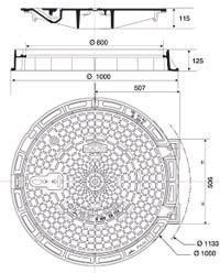 PAMREX Características Ferro dúctil. Classe D400 (ruptura > 400 kn). Articulação dupla por rótulas com abertura de 130º e bloqueio de segurança a 90º.