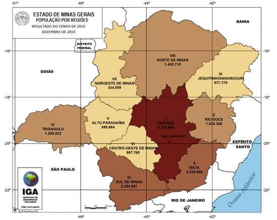 O estado de Minas Gerais, com 853 municípios, é a terceira economia do Brasil. Tem Produto Interno Bruto (PIB) de R$ 271,6 bilhões (2011) para uma População 20.033.